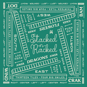 Green board game tile layout with text and graphics on a green background